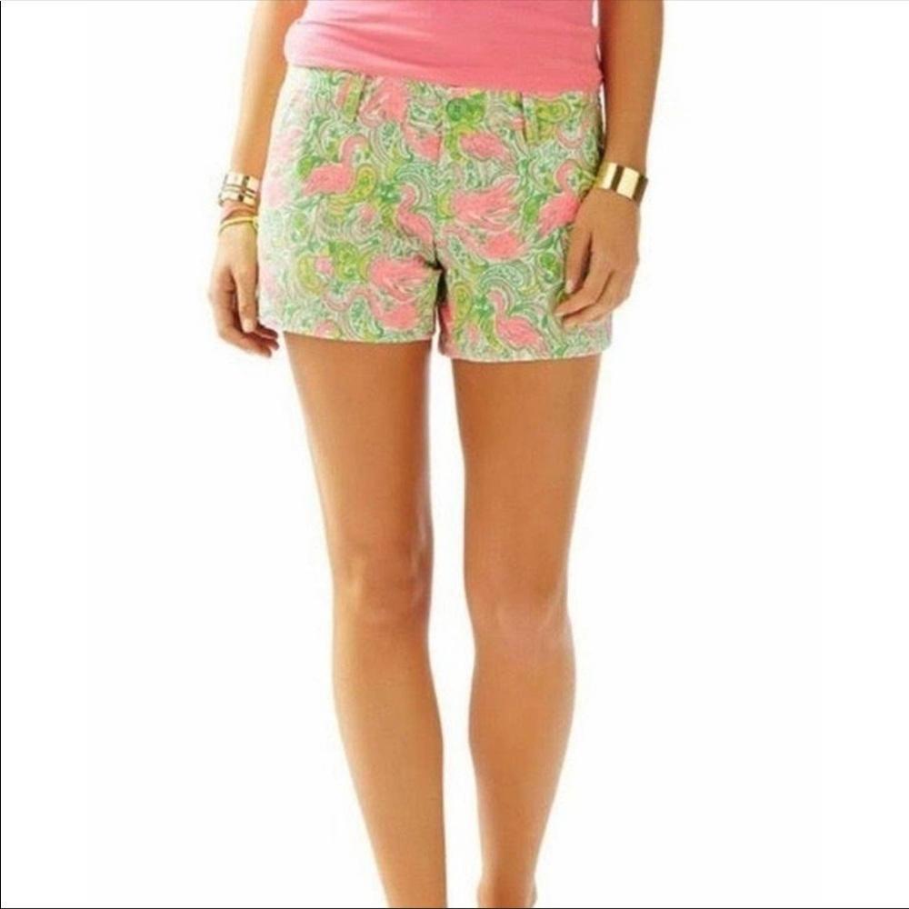 Lilly Pulitzer Resort White Hot Wings Walsh Shorts Flamingos Size 00 EUC